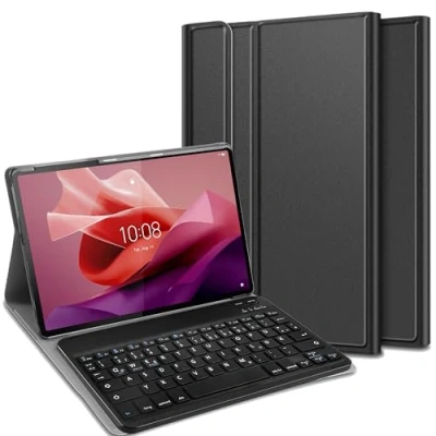 Afbeelding van Cazy Hoes met Toetsenbord QWERTZ geschikt voor Lenovo Tab P12 Zwart