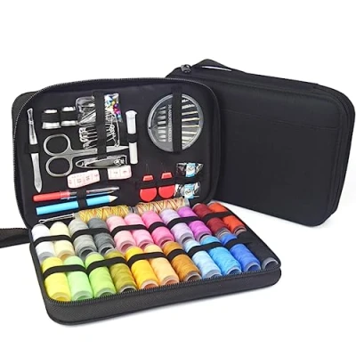 Afbeelding van Noa Home Deco Naaiset 97 stuks naaitoebehoren 24 spoelen draad compleet mini naaigaren voor beginners, reizigers, familieleden en vrienden, zwart