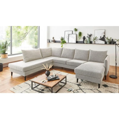 Afbeelding van ATLANTIC home collection Zithoek Rekvik U vorm met golfvering, massief houten poten