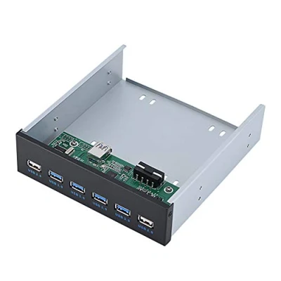 Afbeelding van USB 3.0 voorpaneel, ASHATA Super Speed voorpaneel 4 + 2 2.0 poorten hub, multifunctioneel 5,25 inch hub met SATA kabel voor pc computer