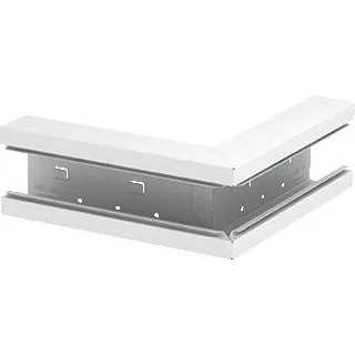 Afbeelding van Obo gs buitenhoekstuk wandgoot met 1 deksel staal binnenbevestiging bxd 130x70mm wit ral9010 6277210