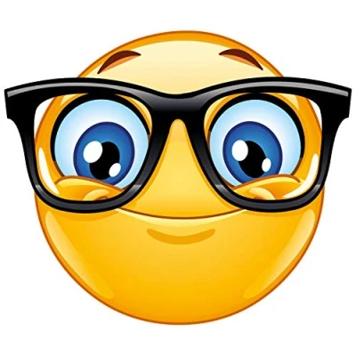 Afbeelding van Smiley Nerd sticker 10 x cm, grappige emoticon met bril, voor laptop, notebook, deur, scooter, auto, zelfklevend, weerbestendig, kfz_672