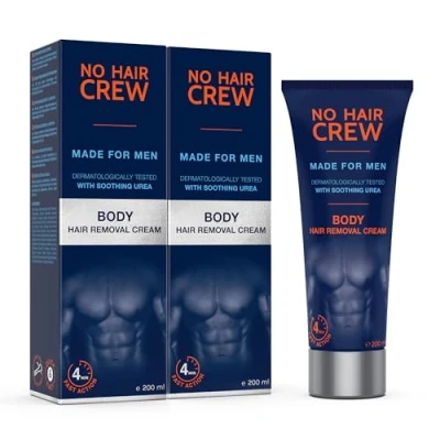 Afbeelding van NO HAIR CREW 2 x Premium Ontharingscrème Voor Mannen Effectieve en Zachte Ontharing Het Lichaam (2 200 ml)