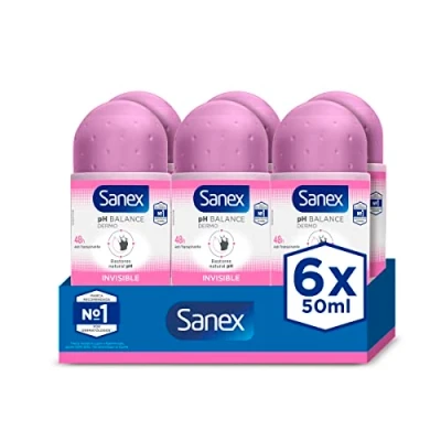 Afbeelding van Sanex Dermo Invisible Roll on Deodorant 6 x 50 ml