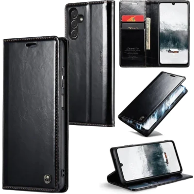 Afbeelding van CaseMe Telefoonhoesje geschikt voor Samsung Galaxy A25 5G Flip Wallet Case Magneetsluiting Zwart