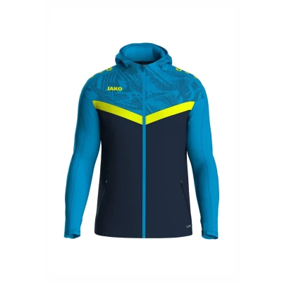 Afbeelding van Jako Iconic Jas Met Kap Kinderen Marine / Blauw Fluogeel Maat: 152