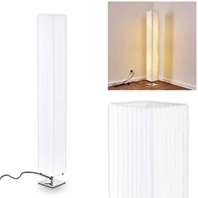 Afbeelding van vloerlamp Newtok, moderne van textiel/stof in wit, 2 x E27 fitting, met voetschakelaar op snoer, zonder gloeilampen