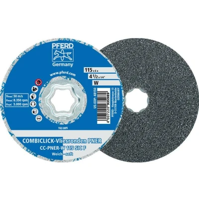 Afbeelding van PFERD 42002046 COMBICLICK geperste vliesschijf CC PNER Ø 115 mm zacht SiC, fijn voor finish