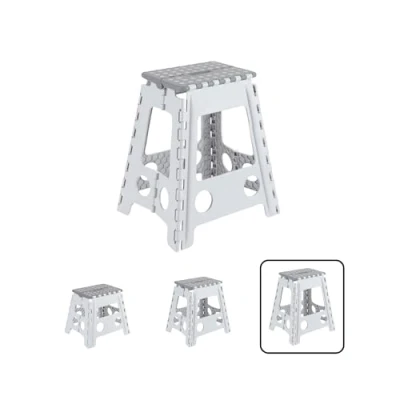 Afbeelding van ARREGUI TB 045 GB opvouwbare kruk voor keuken of badkamer, kleine vouwladder, zitting, badkamerbank, inklapbaar, volwassenen en kinderen (tot 150 kg), 45 cm hoog, wit