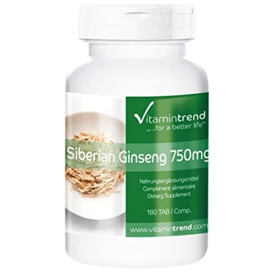 Afbeelding van Siberische ginseng 750mg 180 veganistische tabletten Hoge dosering Gemaakt in Duitsland Vitamintrend®