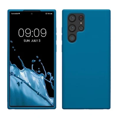 Afbeelding van kwmobile telefoonhoesje geschikt voor Samsung Galaxy S22 Ultra Hoesje met siliconen coating Smartphone case in rifblauw