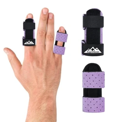 Afbeelding van supregear Vingerspalken, Set van 2 Universele Vingerspalken voor Rechtzetten en Ondersteuning Gebroken Trigger Vingers Midden , Wijs Ring Pinkvingers, Lichtpaars