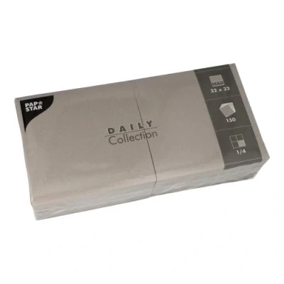 Afbeelding van 150 servetten &quot;DAILY Collection&quot; 1/4 vouw 32 cm x grijs