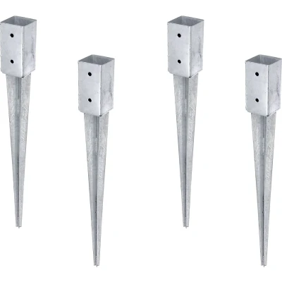 Afbeelding van Alberts 211271 Set van 4 bodemhulzen voor vierkante houten palen thermisch verzinkt 71 x mm totale lengte 750
