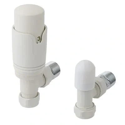 Afbeelding van Eastbrook Valve radiator aansluitset haaks met thermostaat wit
