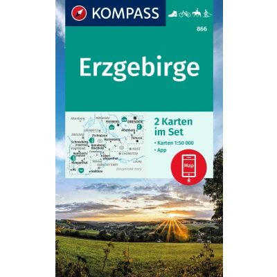 Afbeelding van KOMPASS Wanderkarten Set 866 Erzgebirge (2 Karten) 1:50.000: inklusive Karte in der App offline nutzen, markierte Wanderwege, Fahrradfahren