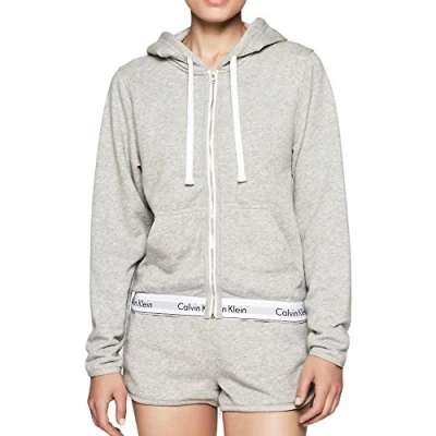 Afbeelding van Calvin Klein Dameshoodie, volledige ritssluiting met capuchon, ritssluiting, grijs, M