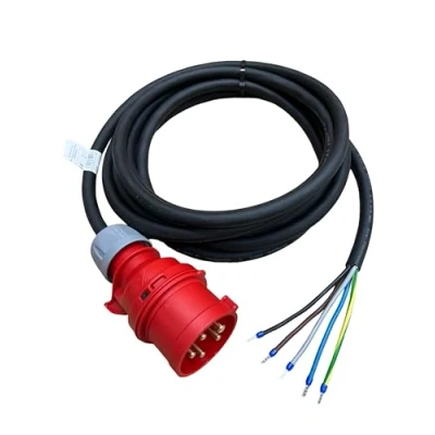 Afbeelding van NWP CEE aansluitkabel 5 m 400 V 16 A, zwart, IP44 x 2,5 mm² H07RN F rubberen slang 10 cm afgemanteld met adereindhulzen