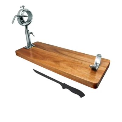 Afbeelding van NERTHUS Hamhouder, draaibaar, telescopisch, met mes, hout, origineel