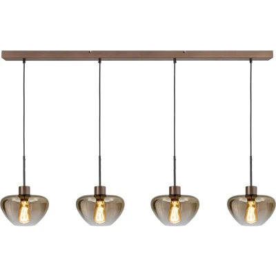 Afbeelding van Masterlight 4 lichts hanglamp Genua bruin met goud glas Ø 24cm 2971 15 130 24