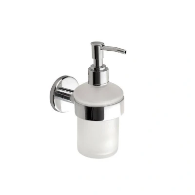 Afbeelding van Zeepdispenser Sapho Samba Hangend 150 ML Melkglas / Chroom