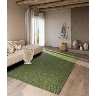 Afbeelding van Villeroy &amp; Boch Rosalie jute tapijt, natuurlijk woonkamertapijt van 100% jute, handgeweven en milieuvriendelijk, boho voor woonkamer, slaapkamer, eetkamer, junglegroen, 160 x 230 cm