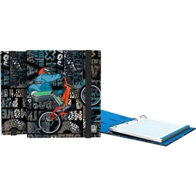 Afbeelding van Grafoplás ringband, A5, crossbits &amp; bobs inclusief geruite navulling, 5 x kleurige rand, ergonomisch gebogen rug, 4 ronde ringen van 25 mm, FSC gecertificeerd, schoolschrijfwaren