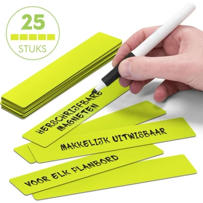 Afbeelding van 25 Whiteboard Magneten Balk 15 x 2,5 cm Groen Herschrijfbaar