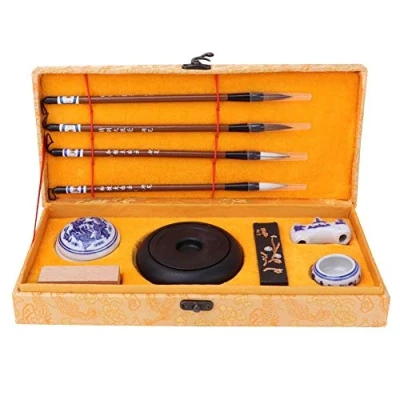 Afbeelding van MAGT Chinese Traditionele Pen Kalligrafie Set, Set Borstel Vier Schatten Van De Studie Pen/Ink/Papier/Inkstone