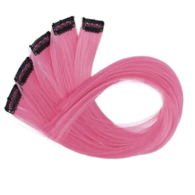Afbeelding van CAISHA 60cm Kleurrijk Streng Highlights Clip In Extension Hair Extensions Steil Lang Haar Haarstukje Roze BST113