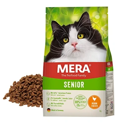 Afbeelding van MERA Cats Senior kip (2 kg), droogvoer voor gevoelige katten, graanvrij en duurzaam, met een hoog vleesgehalte