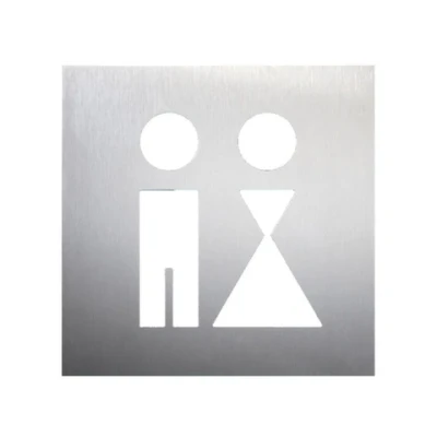 Afbeelding van deurbord wc dames/heren RVS zelfklevend HxB 160x160mm