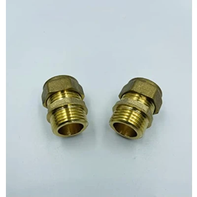 Afbeelding van UKDD® 15 mm compressie door 1/2&quot; BSP messing mannelijke ijzeren koppeling (paar), x adapters