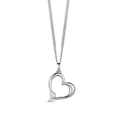 Afbeelding van Miore Hart Zirkoon Ketting met Hanger Dames Conflictvrije Edelstenen 9 Karaat Kleur Witgoud Handgemaakte Hoogwaardige Sieraden