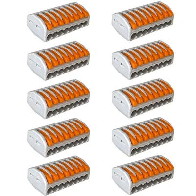 Afbeelding van QitinDasen 10Pcs Premium PCT 218 Hefboom Moer Draadconnectoren, Geleider Compacte 8 Poorts Fast Wire Kabelverbinder, Push in Kabelklem Klemmenblok Veerconnector