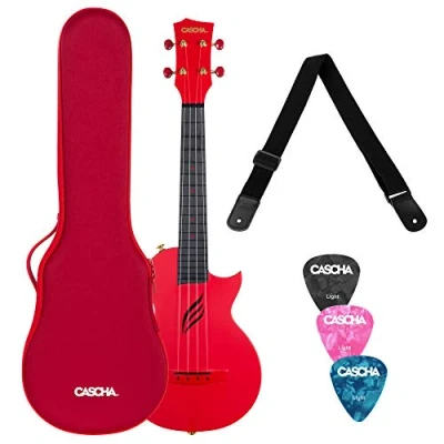 Afbeelding van Cascha HH 2280 carbon fiber concert ukelele set rood