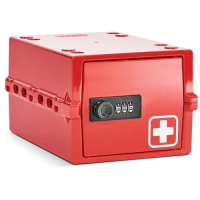 Afbeelding van Lockabox Mini™ Medisch rood Premium afsluitbare medicijndoos 3 liter lichtgewicht en hygiënische combinatieslot BPA vrij
