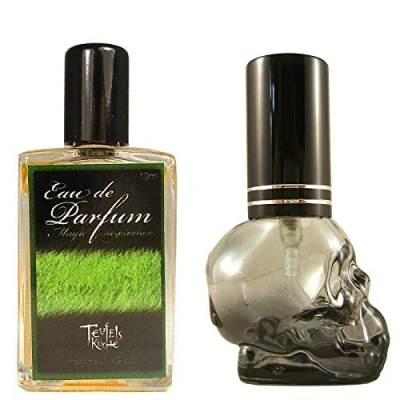 Afbeelding van Teufelsküche Patchouli&quot;Magic Inspiration&quot; + lege flacon Skull patchouly met gras, uniseks, Eau de parfum, gothic mini flacon, 10 ml glazen gotische