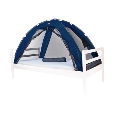 Afbeelding van Deryan Bedtent Klamboe 200x90cm Hoogste kwaliteit Muggennet Muskietennet 1mm gaas Navy