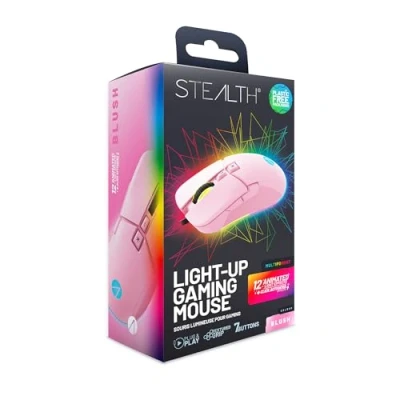 Afbeelding van STEALTH Pastelroze led gamingmuis met 7 knoppen, compatibel gameconsoles en pc