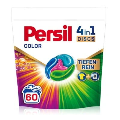 Afbeelding van Persil 4 in 1 Color Discs (60 wasbeurten), wasmiddel met diepreinigende technologie, kleurwasmiddel voor zuivere was en hygiënische frisheid de machine