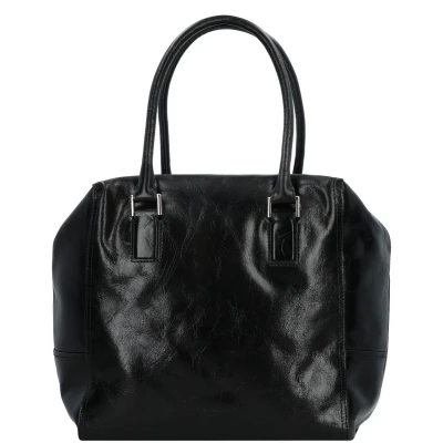 Afbeelding van LIEBESKIND BERLIN Leren Schoudertas Lack Distressed Kayla Satchel Black Zwart