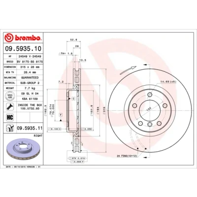 Afbeelding van Brembo Remschijf 09.5935.11