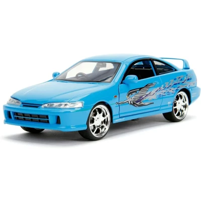Afbeelding van Jada Toys 30739 Fast &amp; Furious Mia&#039;s Acara Integra Type R, auto, tuning model op schaal 1:24, met spoiler, deuren die geopend kunnen worden, motorkap en kofferbak, vrijloop, blauw