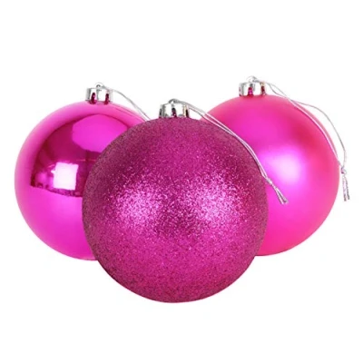 Afbeelding van Christmas Concepts® 3 150 mm Extra Grote Kerstballen Glanzend, Mat en Glitterontwerp Kerstversiering (Felroze)