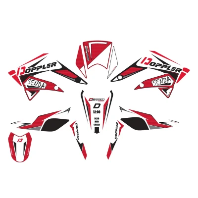 Afbeelding van Doppler Stickerset rood/wit 50x35 Derbi Senda (bouwjaar 2010 2018)