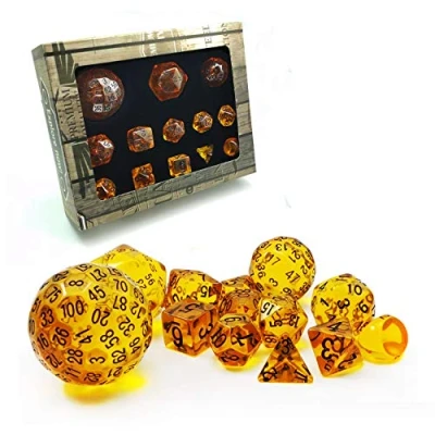 Afbeelding van Bescon DICE Amber Complete polyedrische RPG dobbelstenen set 13 stuks D3 D100