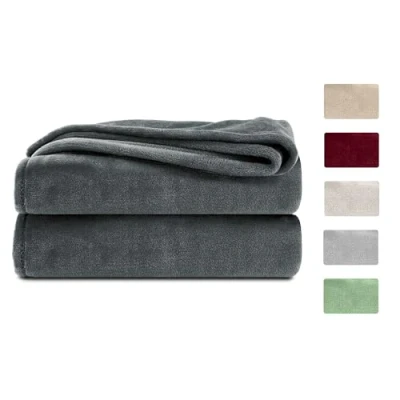 Afbeelding van Komfortec Fleece Deken Met kasjmier gevoel Plaid Dekens 240x220 cm Super Zacht Antraciet