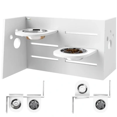 Afbeelding van PawHut Hundenapf MDF, Stahl 63L x 58,5B 40H cm Weiß