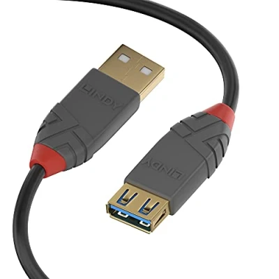 Afbeelding van Lindy 36762 2m USB A Mannelijk Vrouwelijk Zwart kabel